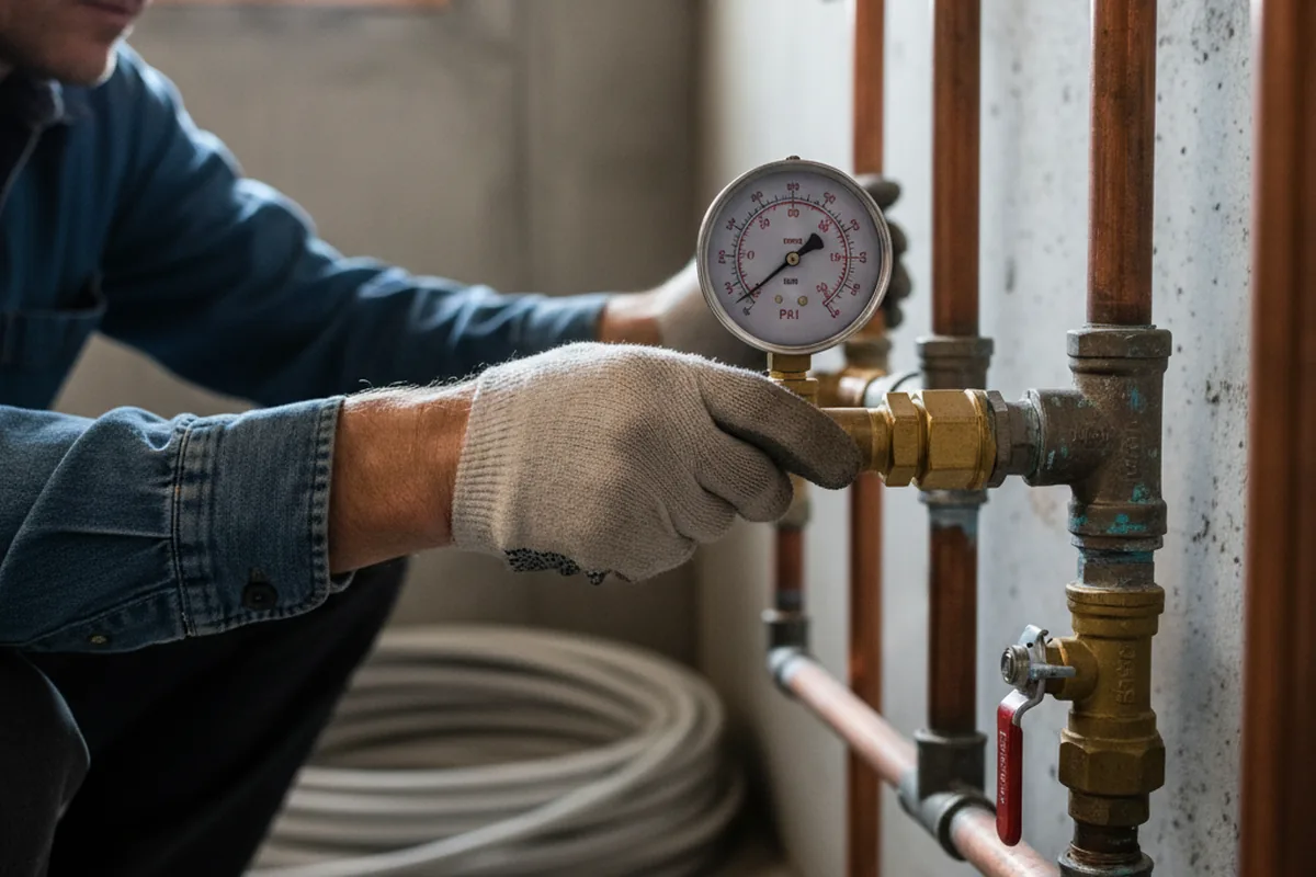Pressure testing a repaired line during Water Line Repair in Pathfork